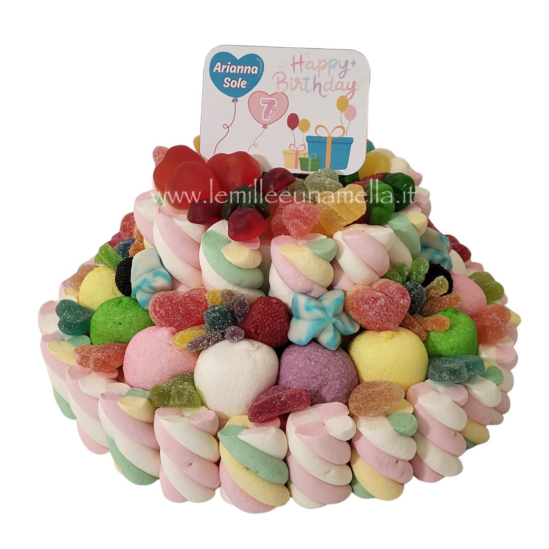 Torta a due piani di caramelle gommose e marshmallow taglia Medium Le Mille e Una Mella Como